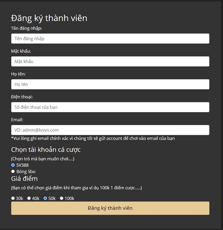 Đăng ký đăng kí sv388 ở đâu?